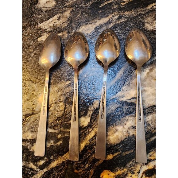 8 Intermezzo National Stainless Tablespoons Scroll Flatware Korea VINTAGE - Picture 2 of 3